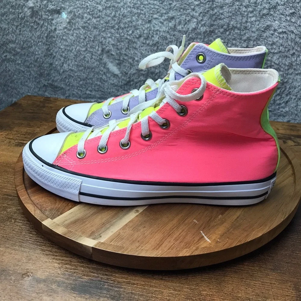 Converse Chuck Taylor All Star High Top M 6 W 8 Neon‎ Colorblock Sneakers